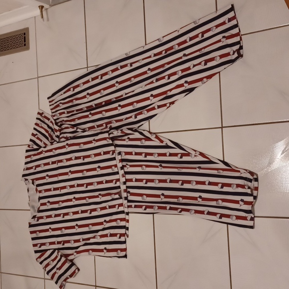 SHEIN Red White and Black Striped Two-Piece Pajama Set